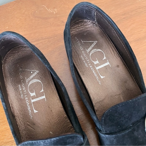 AGL • Buckle Flat loafer moccasin slip on black suede leather driving moc - Picture 6 of 13